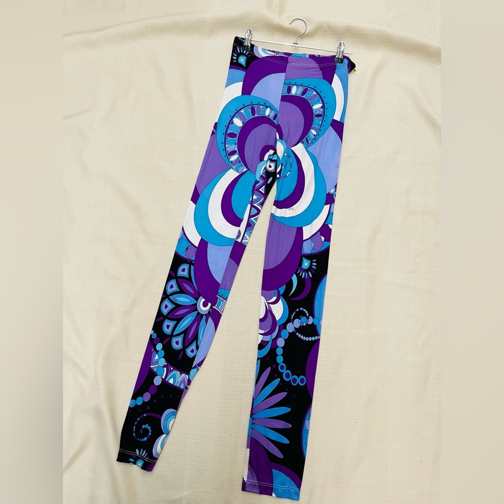 Pucci leggings pants tights size small purple pink blue ski Barbie look! Vintage
